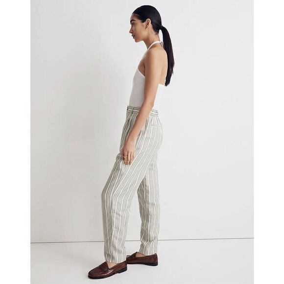 Madewell Linen Blend Striped Pants Tailored Tapered Size 4 NWT - Picture 7 of 9
